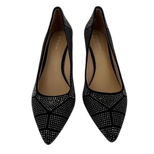 Antonio Melani 8.5 Black Rhinestone Pointed Toe Pumps Kitten Heels
